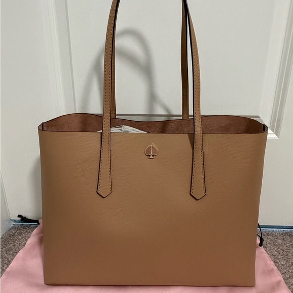 kate spade Handbags - kate spade Cognac Tan Leather Tote with Spade Logo